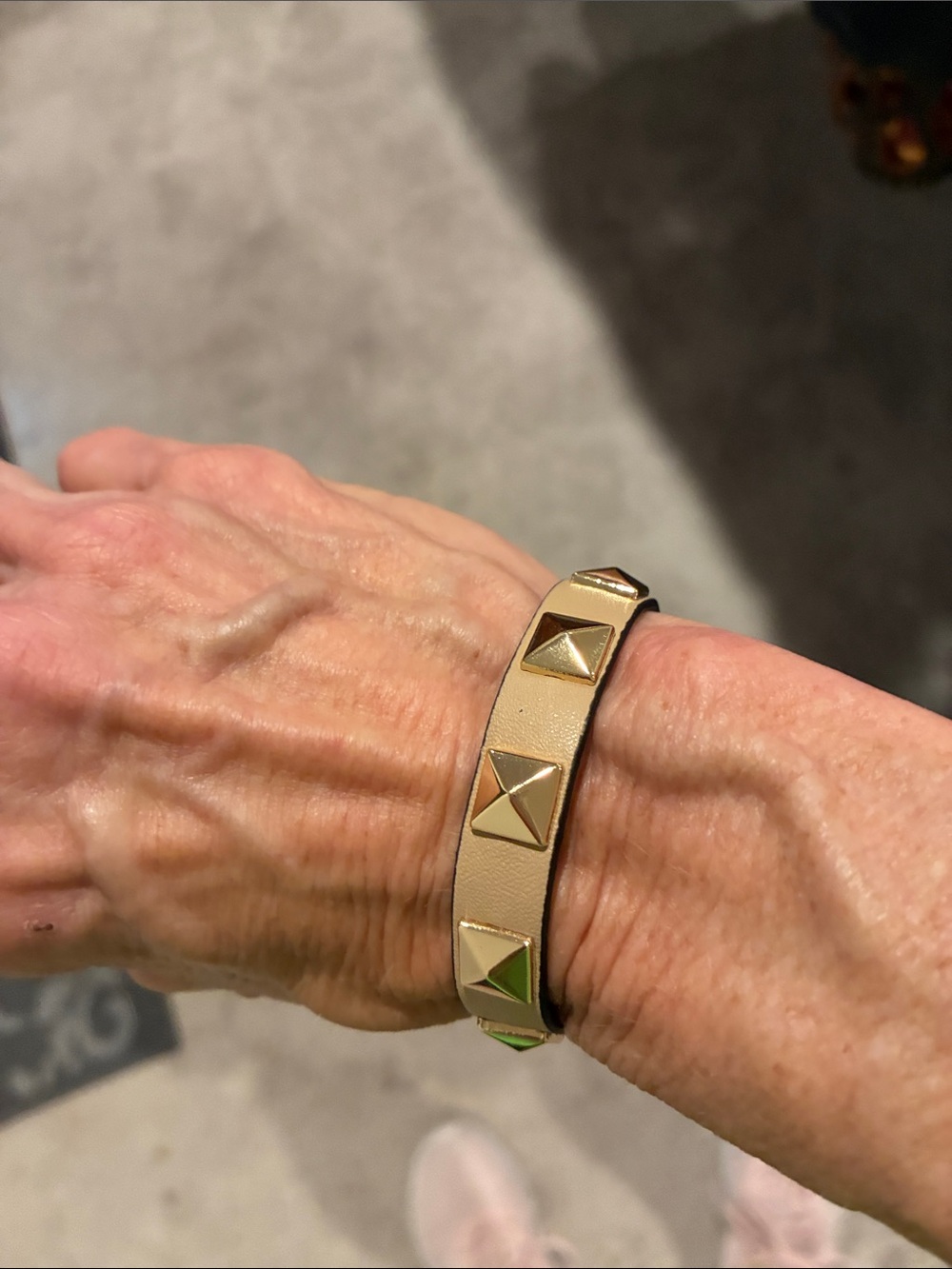 Park Lane Gold Pyramid Stud Tan Leather Cuff Bracelet